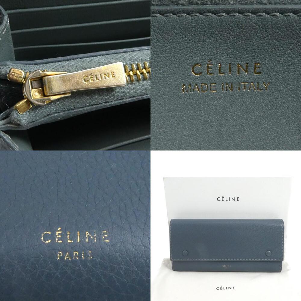 Celine Flap Multi Function Leather Long Wallet Na… - image 5